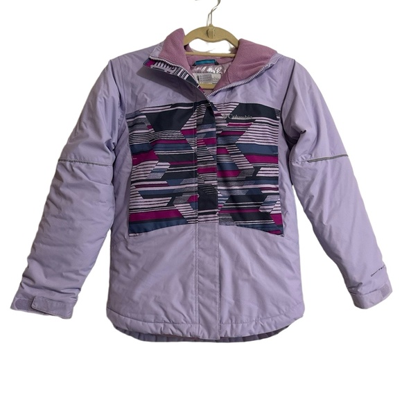 Columbia Girls M 10/12 Winter Ski Jacket Purple Patterned Omni-Tech Warm - Picture 1 of 10